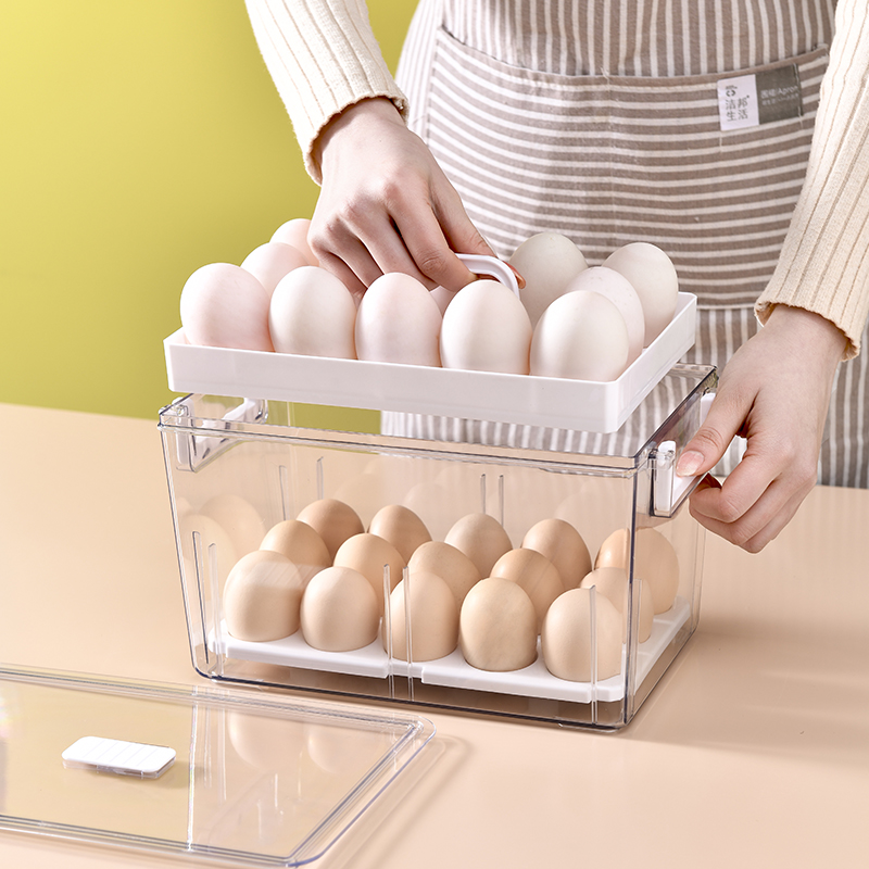 2-Layer Egg Fridge Storage Bins With Lids