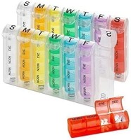 Pill Planners for Pills & Vitamins Each Day Week Four Times-a-Day Medication Reminder