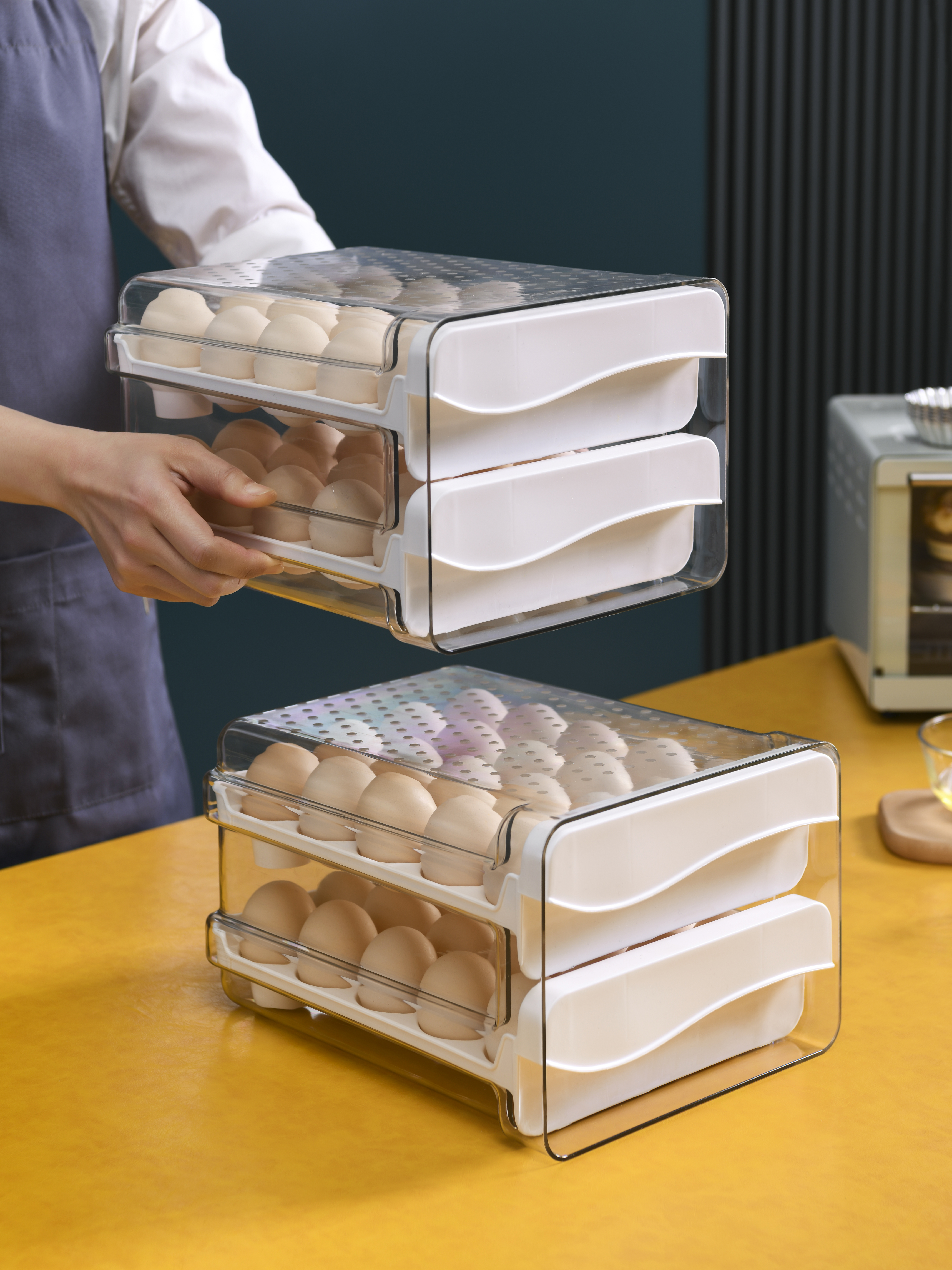 Two Layer Eggs Stackable Plastic Covered Egg Tray