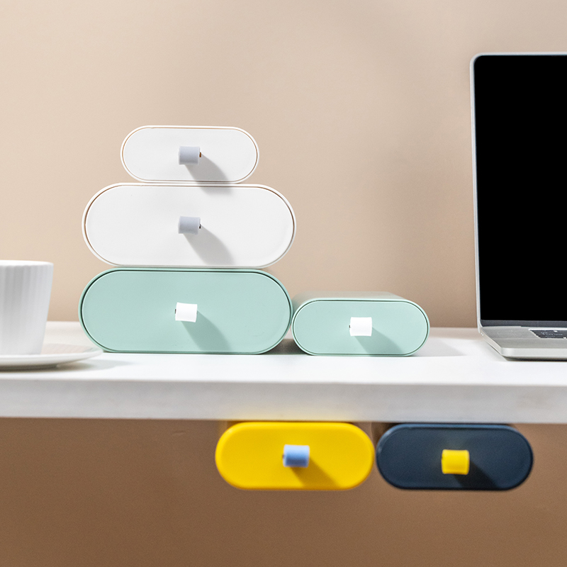 Small Oval-shaped Self-Adhesive Under-Desk Hanging Storage