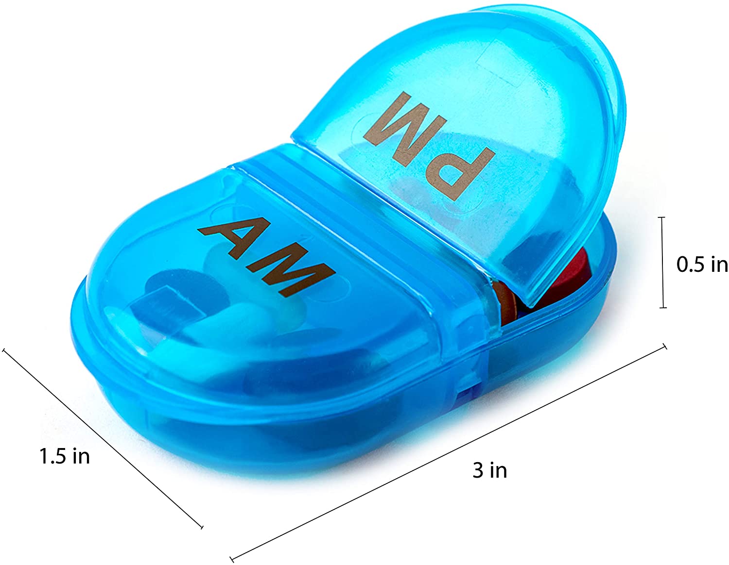 Pill Box Organizer Pocket Small Case Holder Daily AM&PM Containers Medicine Holder