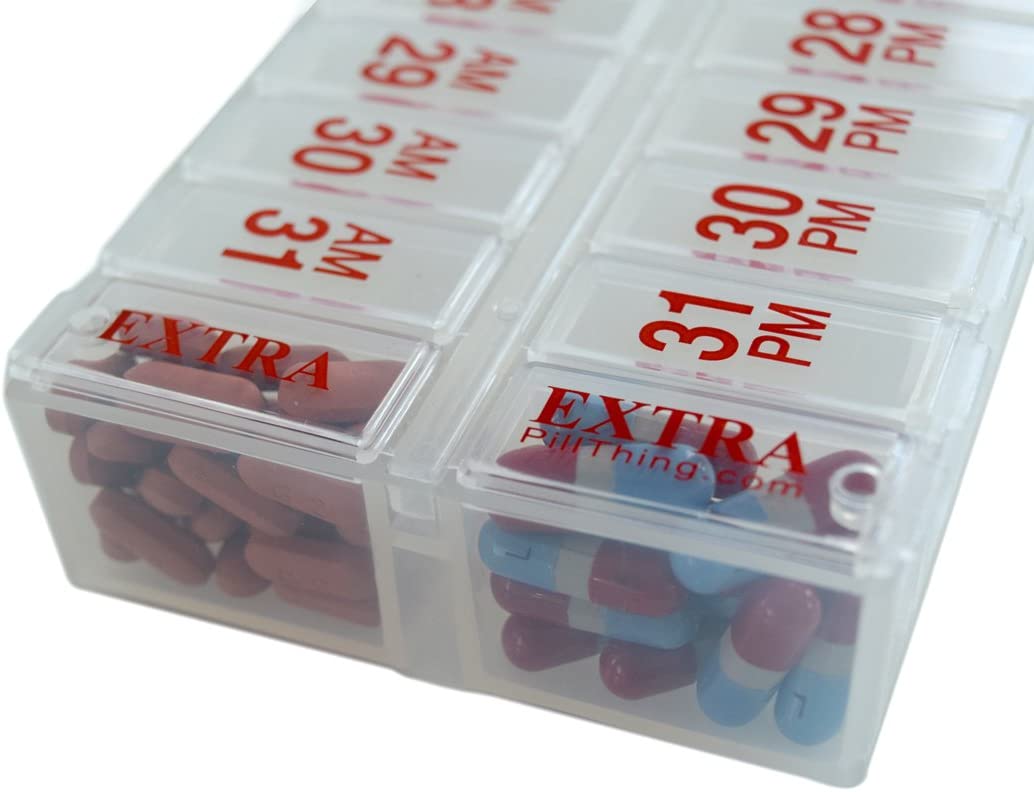 Twice-a-Day Monthly Large Pill Organizer Set - AM/PM Medication Organizer for the Entire Month Pill Box Set Contains 2 Organizers