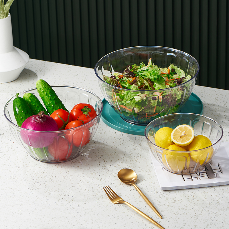Large Clear Serving Bowls,PET Salad Mixing Bowls