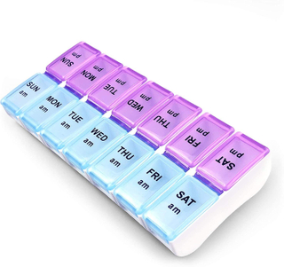 Twice a Day Detachable Weekly BPA Free Travel 7 Day Pill Box Case with Moisture-Proof Design
